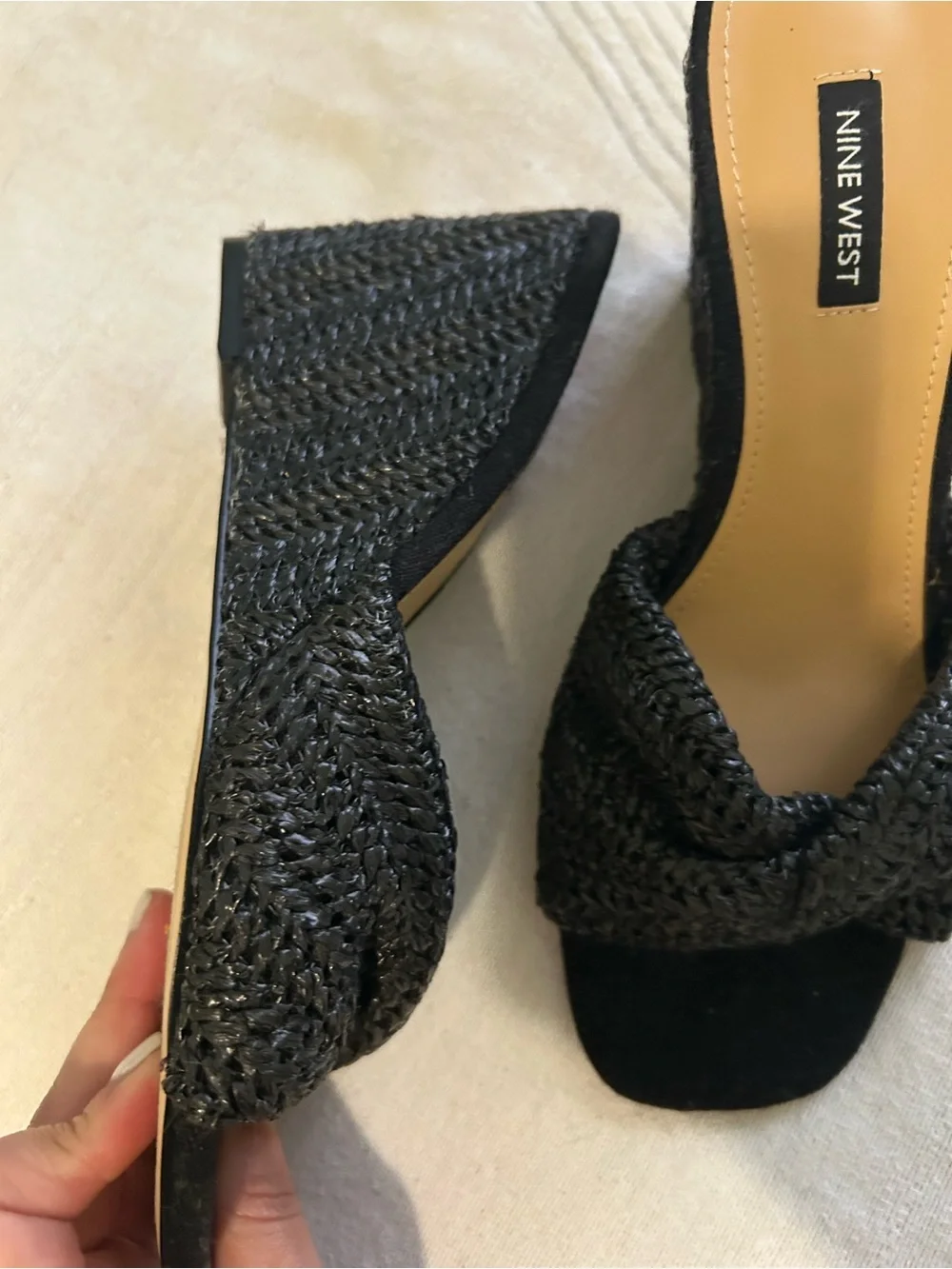 Nine West Raffia Nikhil Twist Wedge Sandals